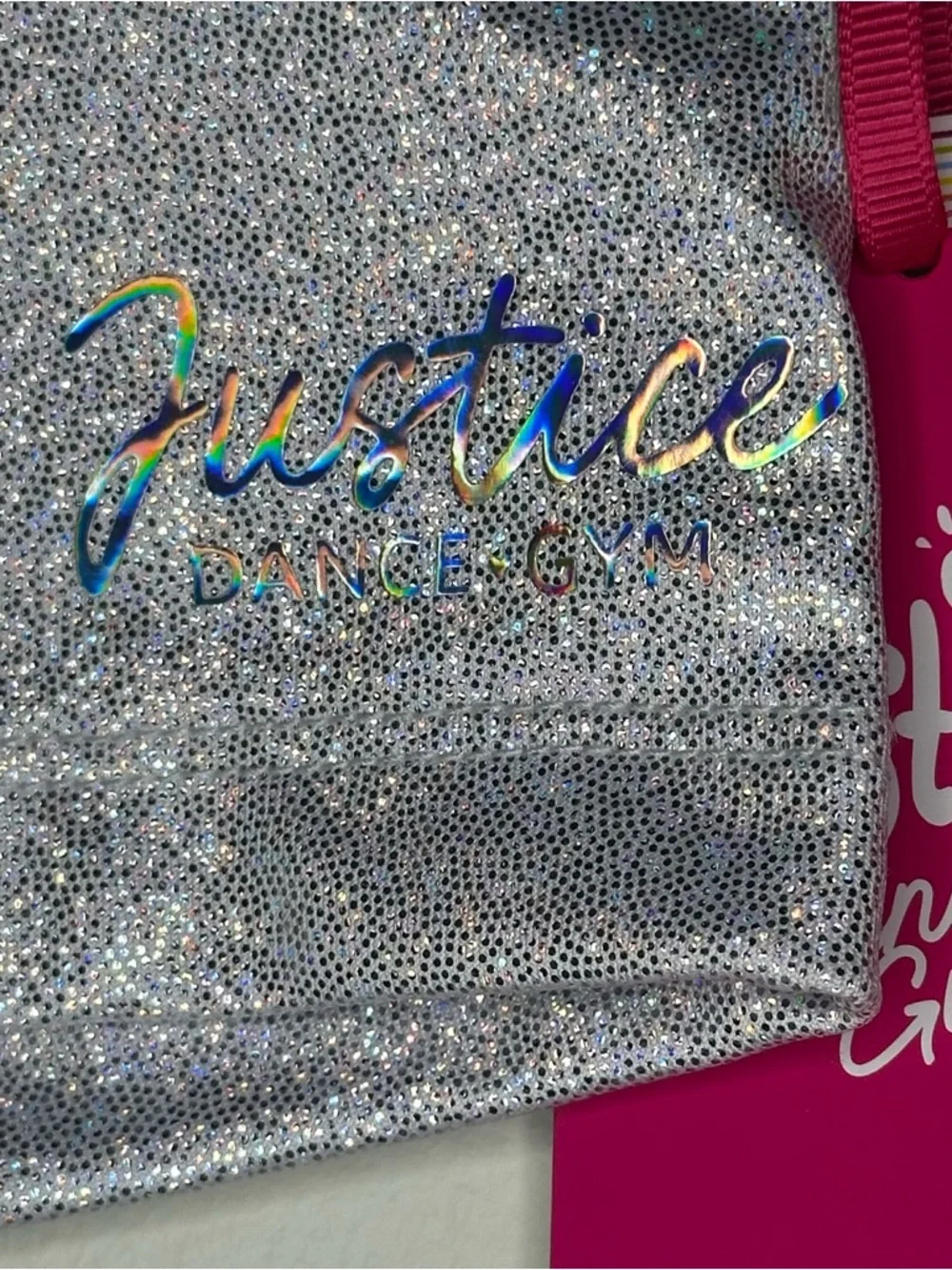 Justice Iridescent Purple Foil Cinch Shorts Girls S(7/8) - XS(5/6) Dance/Gym NEW